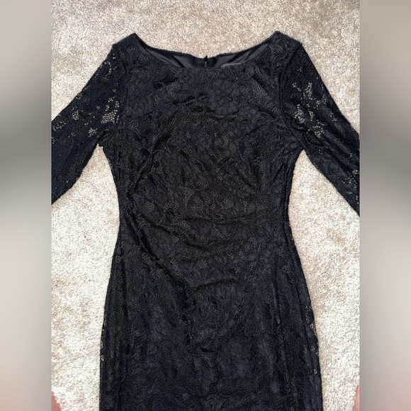 Jessica Howard Elegant Black Lace 3/4 Sleeve Dress - Picture 2 of 4